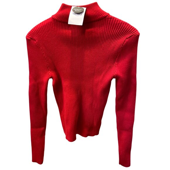 Forever 21 Red Ribbed Turtleneck Sweater Long Sleeve Lightweight Knit L - Picture 3 of 8
